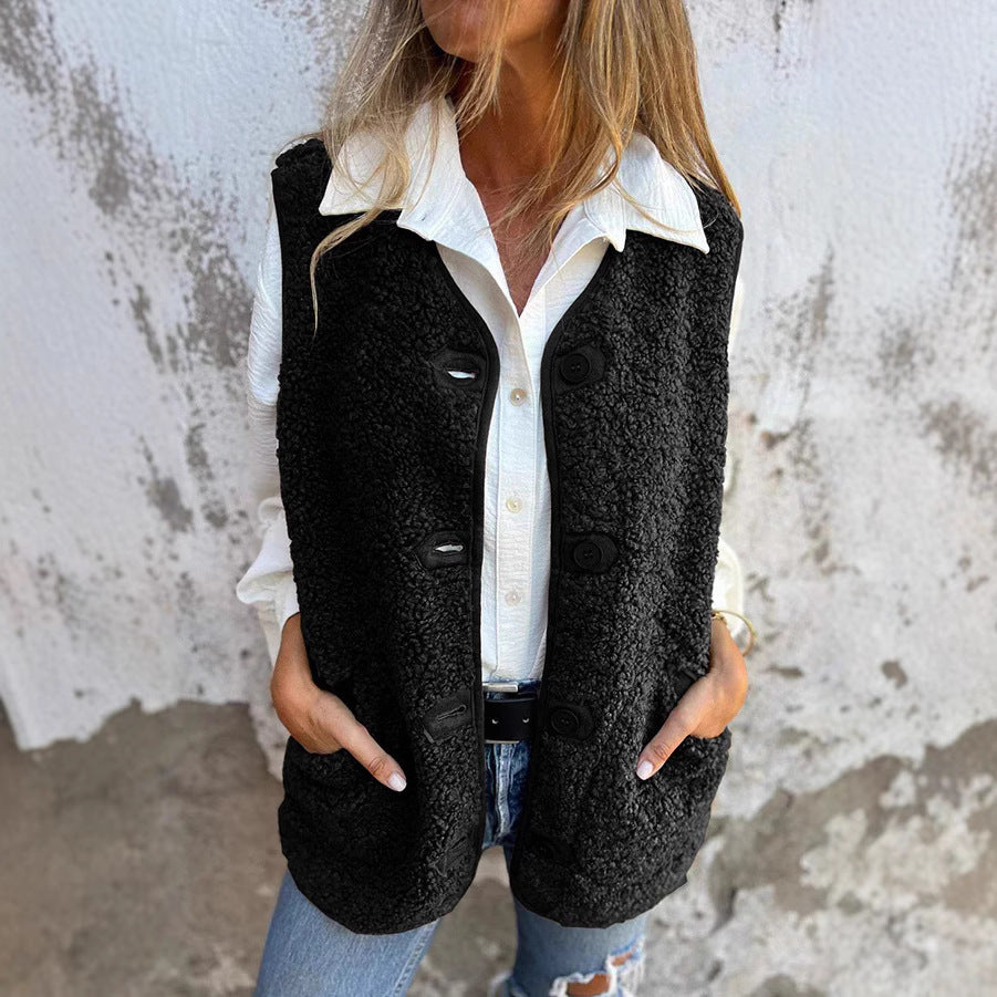 Women's Autumn Button-Front Short Warm Vest