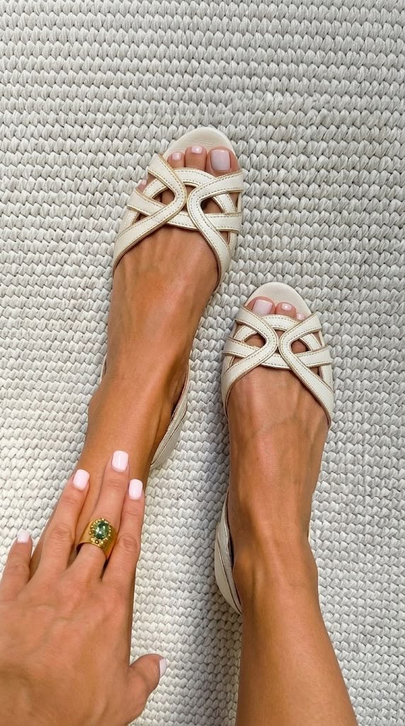 Camilla — Woven Cream Sandals