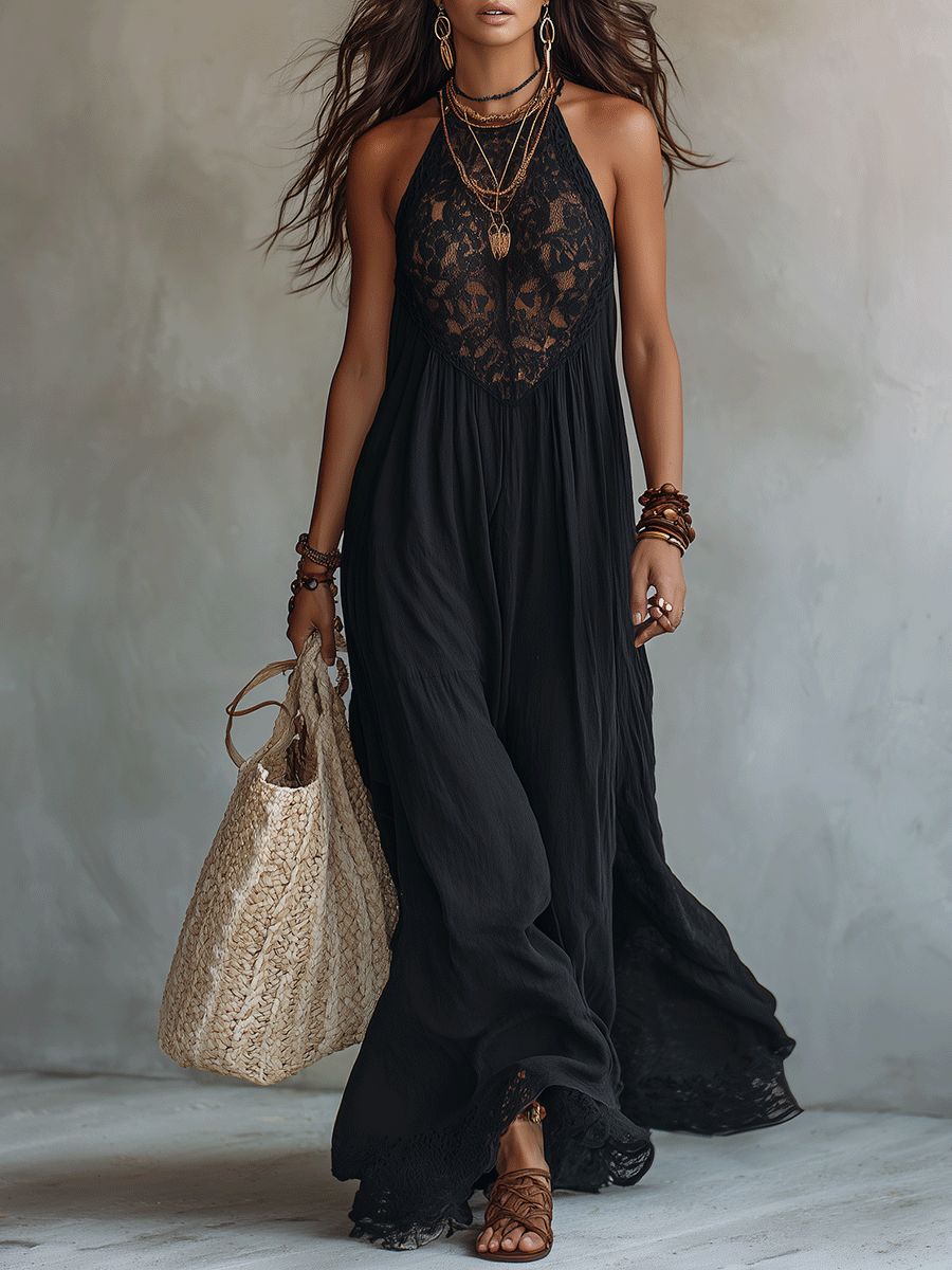 Seraphine | Bohemian Sleeveless Drape Evening Maxi Dress