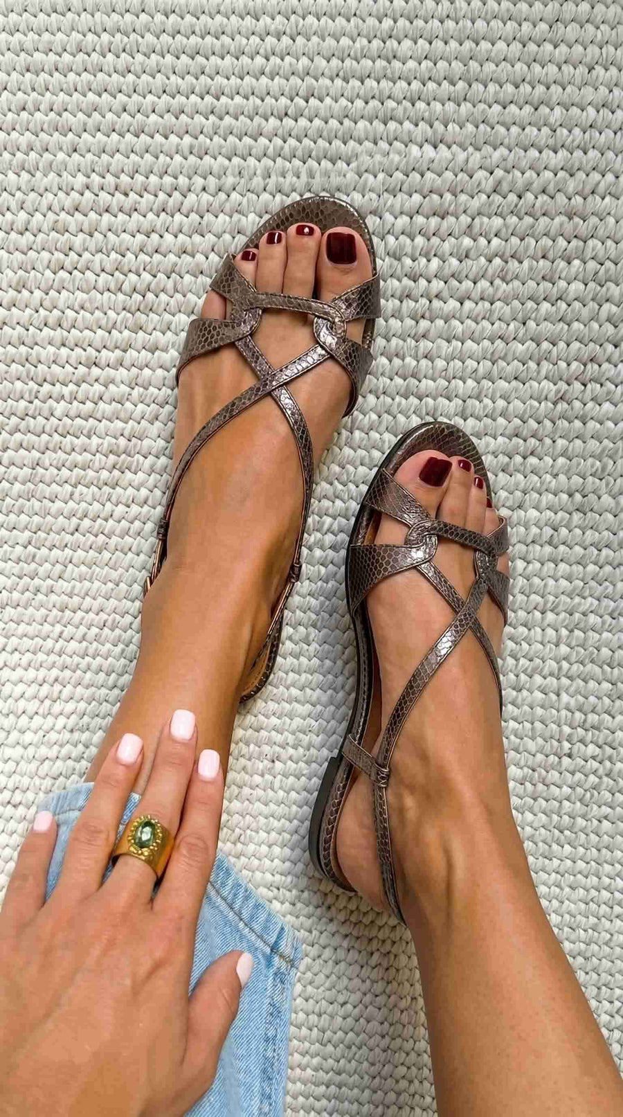 Sienna snake-effect slingback sandals by Elaine Hart London