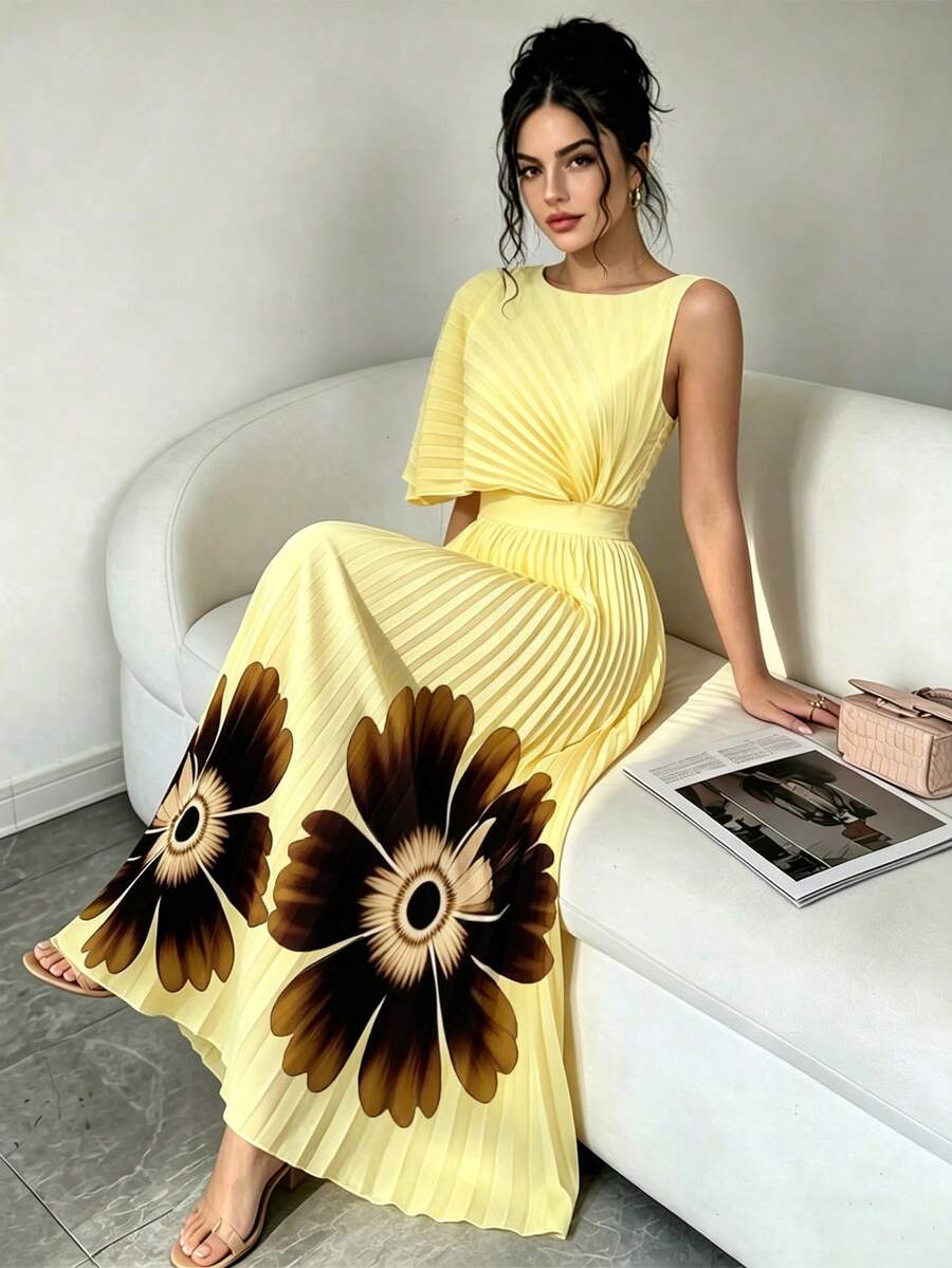 Anna | Pleated Midi Dress