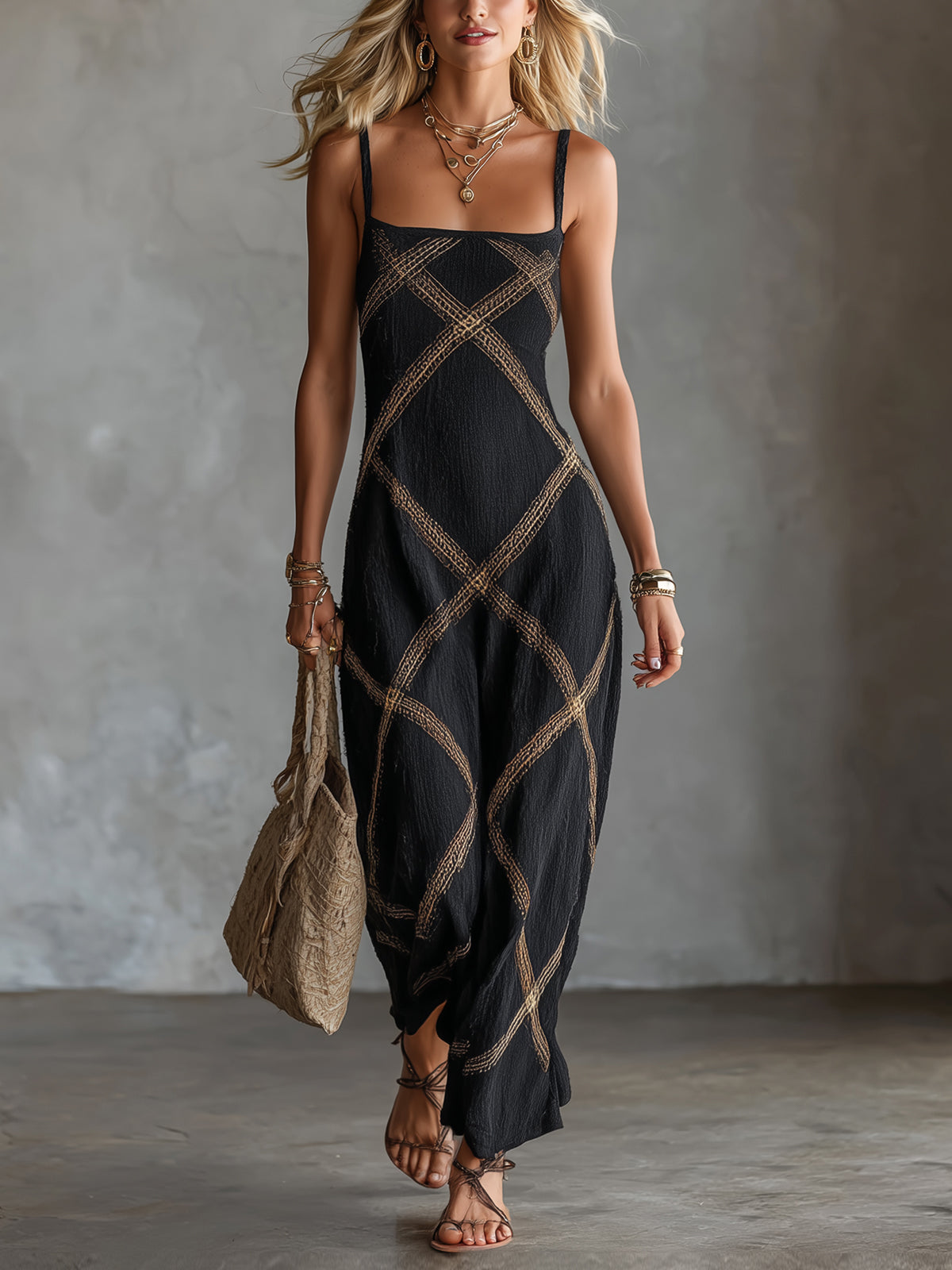 Victoria | Geometric Print Maxi Dress