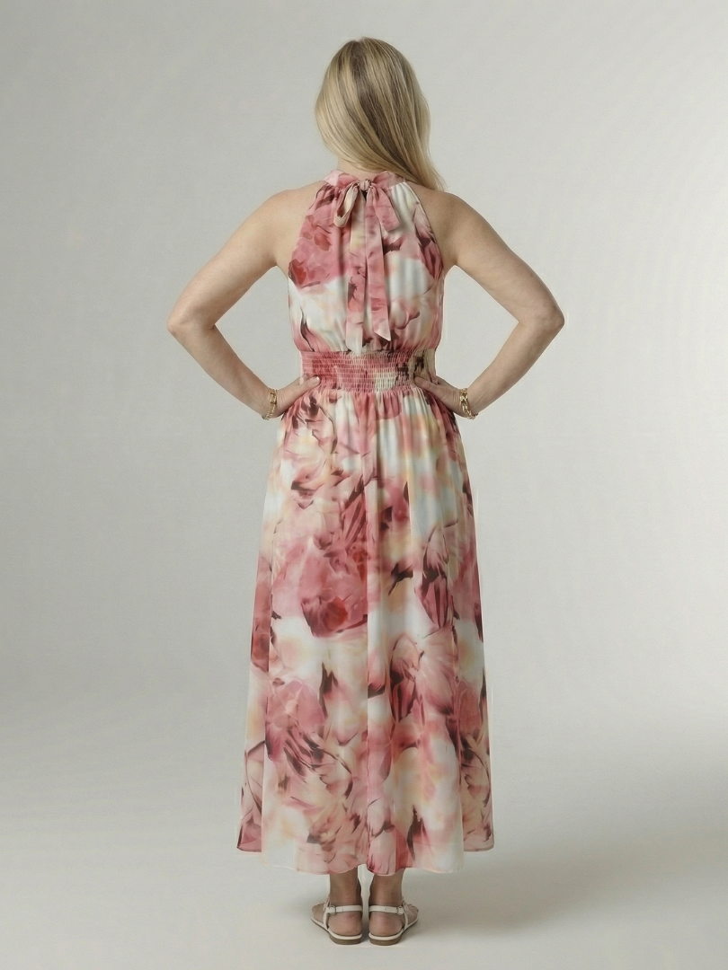 Faye | Gathered Halter Midi Dress