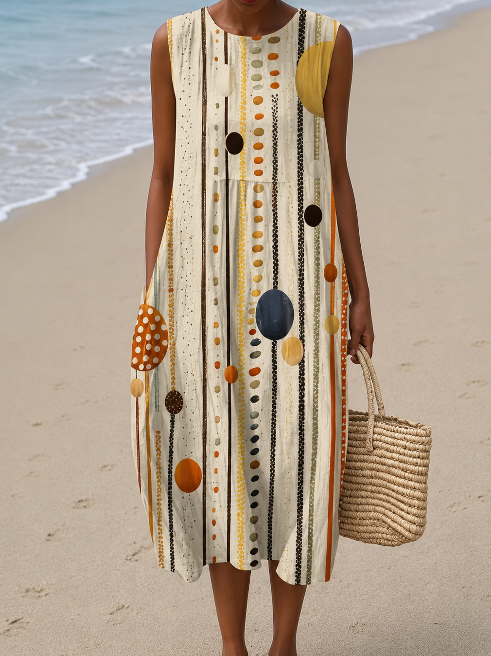 Rosalie | Artful Print Sleeveless Midi Dress