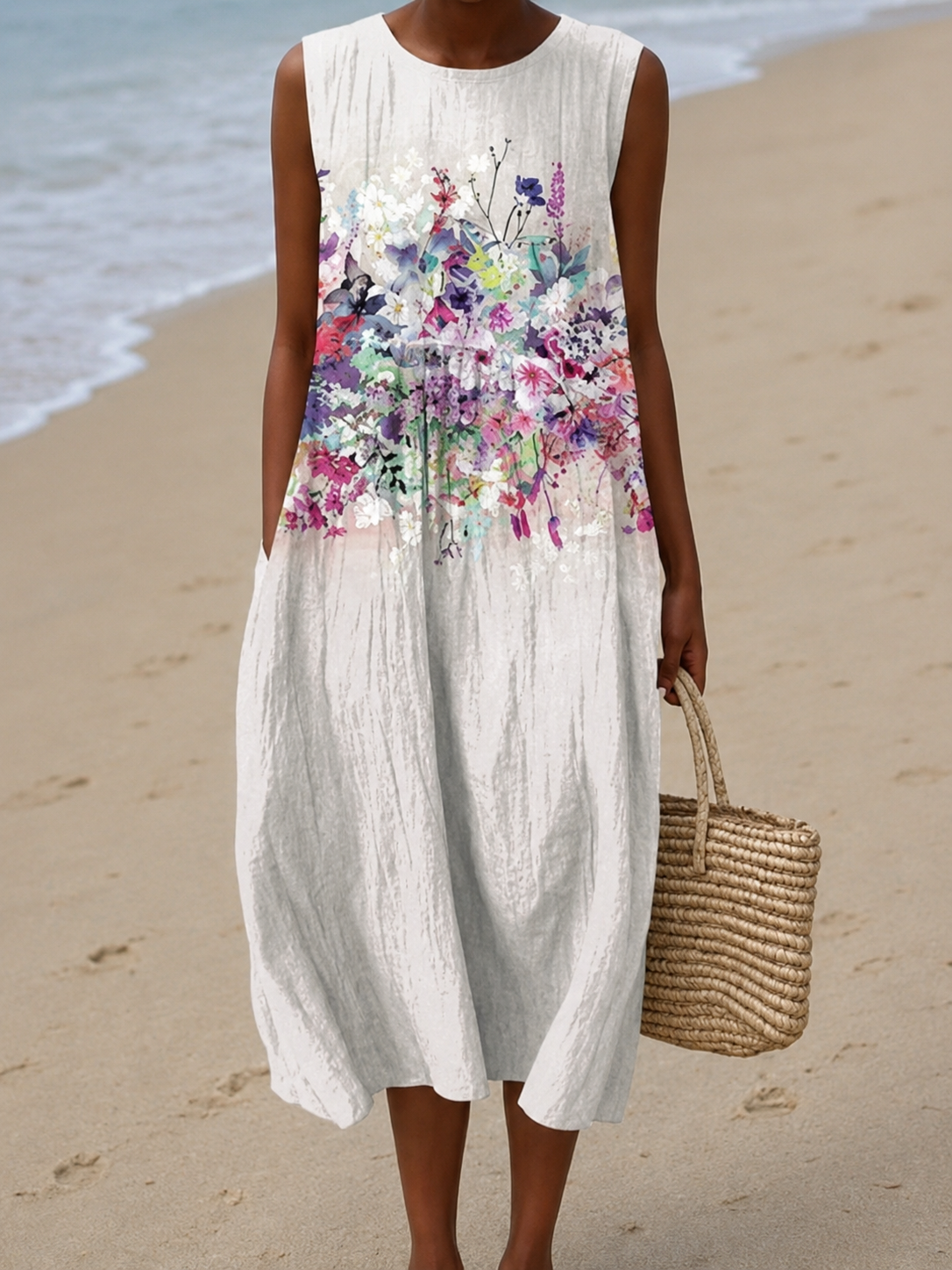 Lynette | Sleeveless Floral Midi Dress