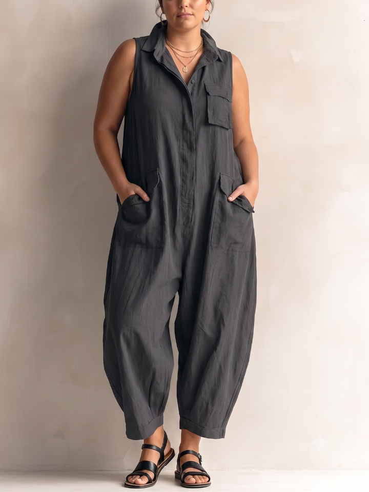 Alessia | Casual Sleeveless Cargo Jumpsuit