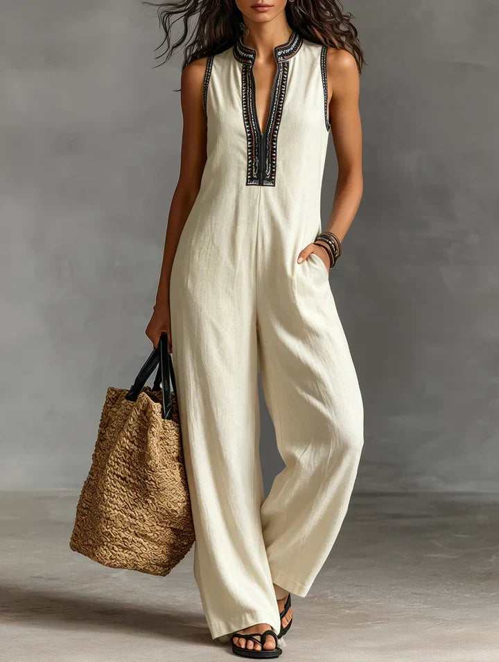 Romilly | Embroidered Wide Leg Jumpsuit