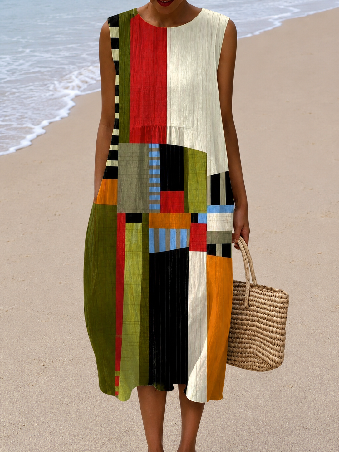 Maude | Colour Block Sleeveless Midi Dress