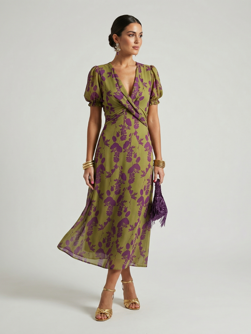 Virel™ | Robe Midi Fleurie Élégante