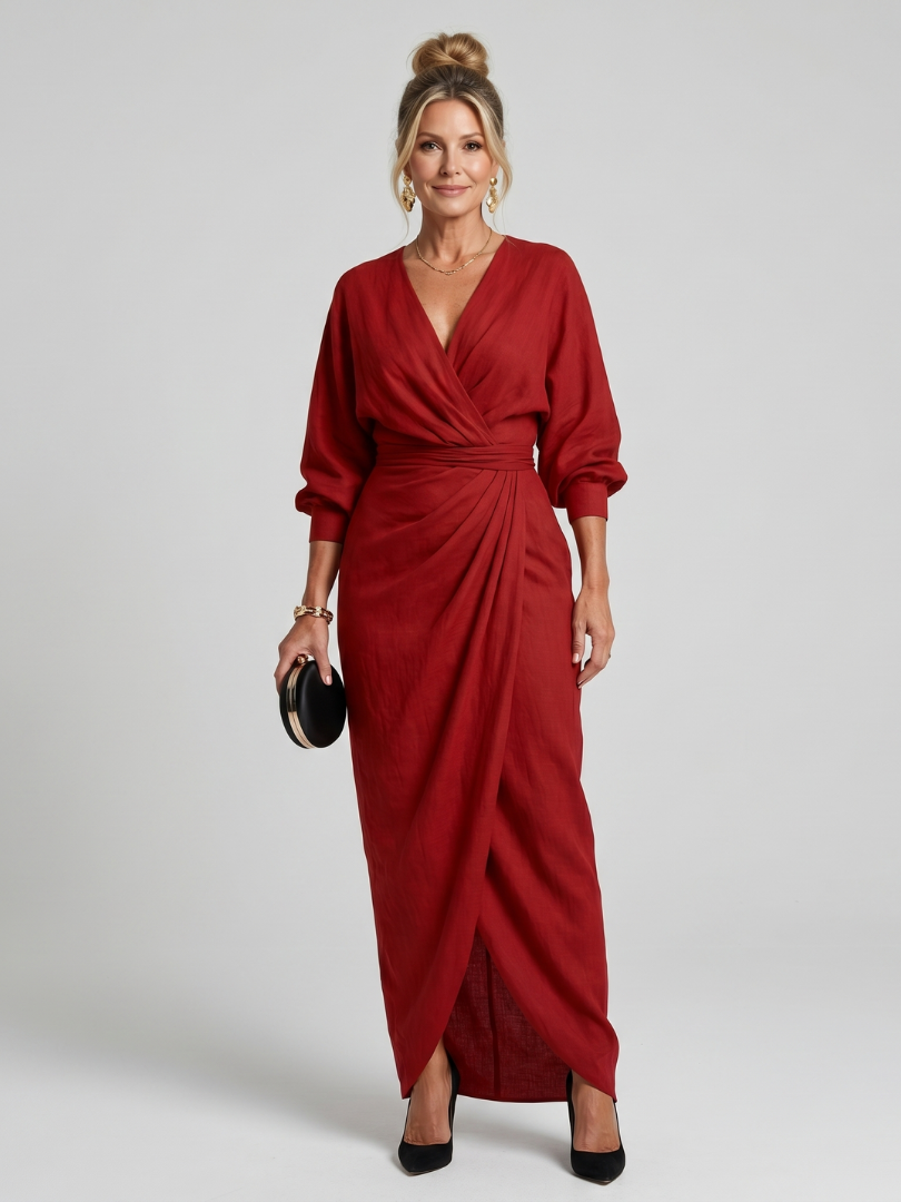 Cecilia | Draped Wrap Midi Dress