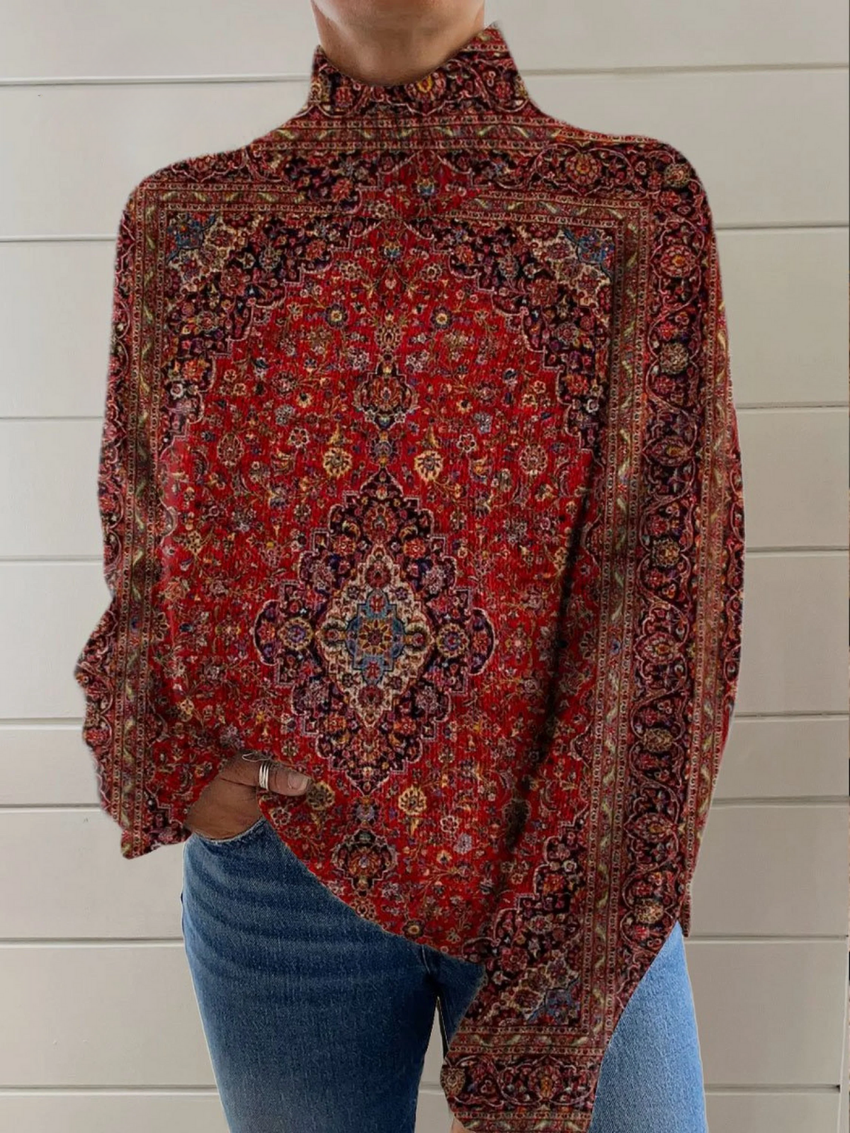 Dahlia | Print Roll Neck Jumper