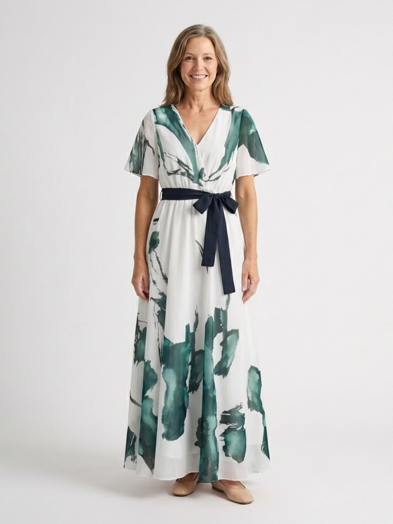 Madison | Flutter Sleeve Belted Maxi Dress