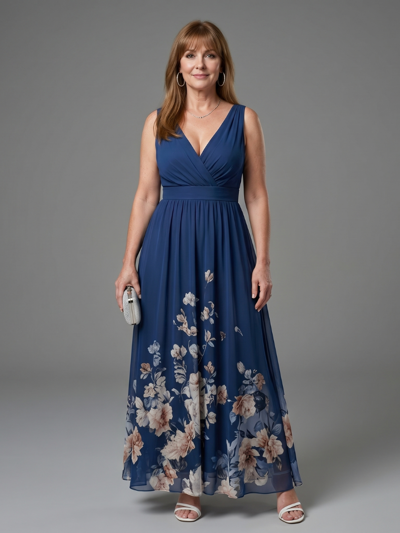 Danielle | Sleeveless Floral-Hem Midi Dress
