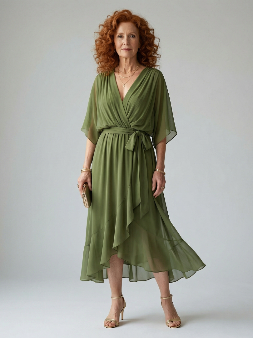 Mireille | Softly Draped Midi Dress