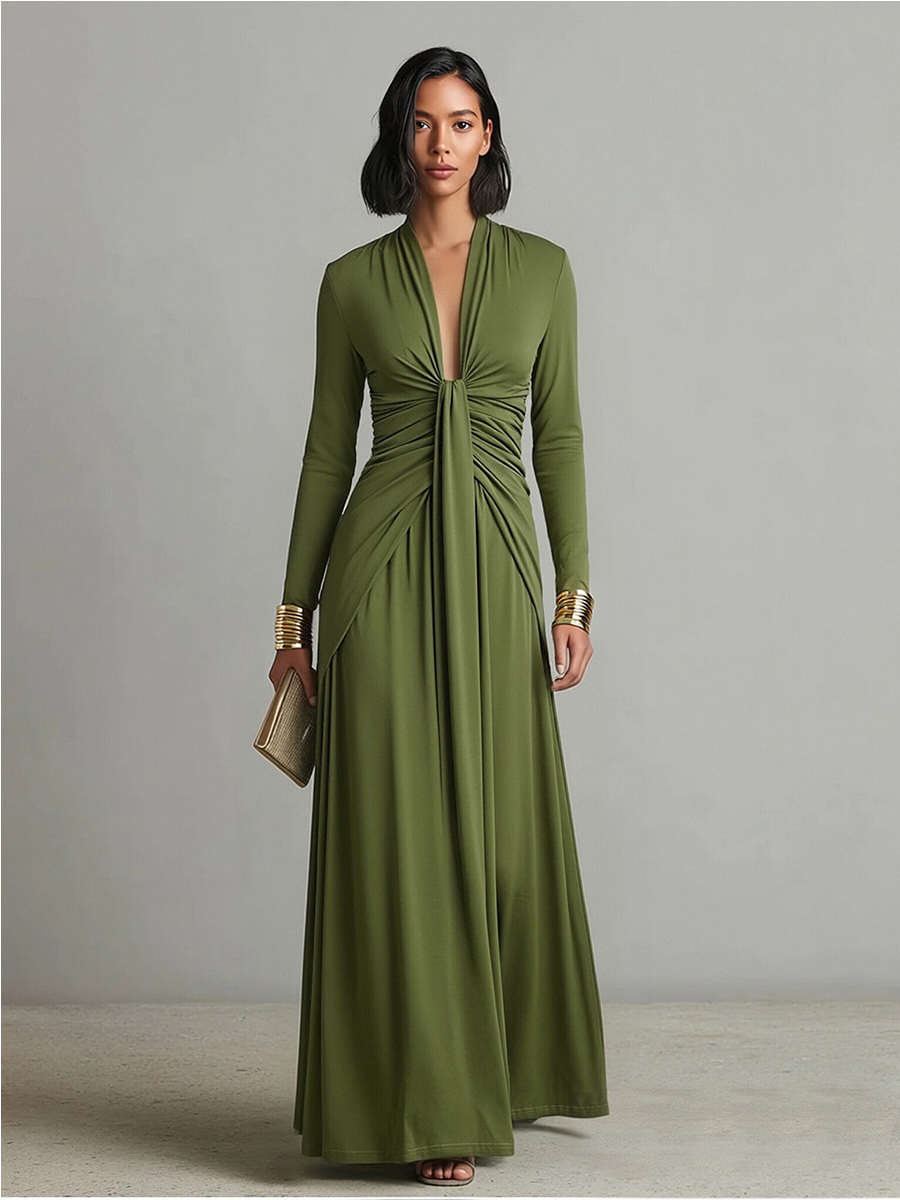 Valentina | V Neck Ruffle Maxi Dress