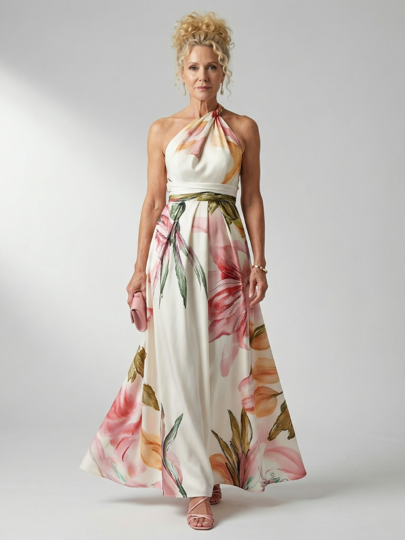 Nella | Floral Halter Maxi Dress