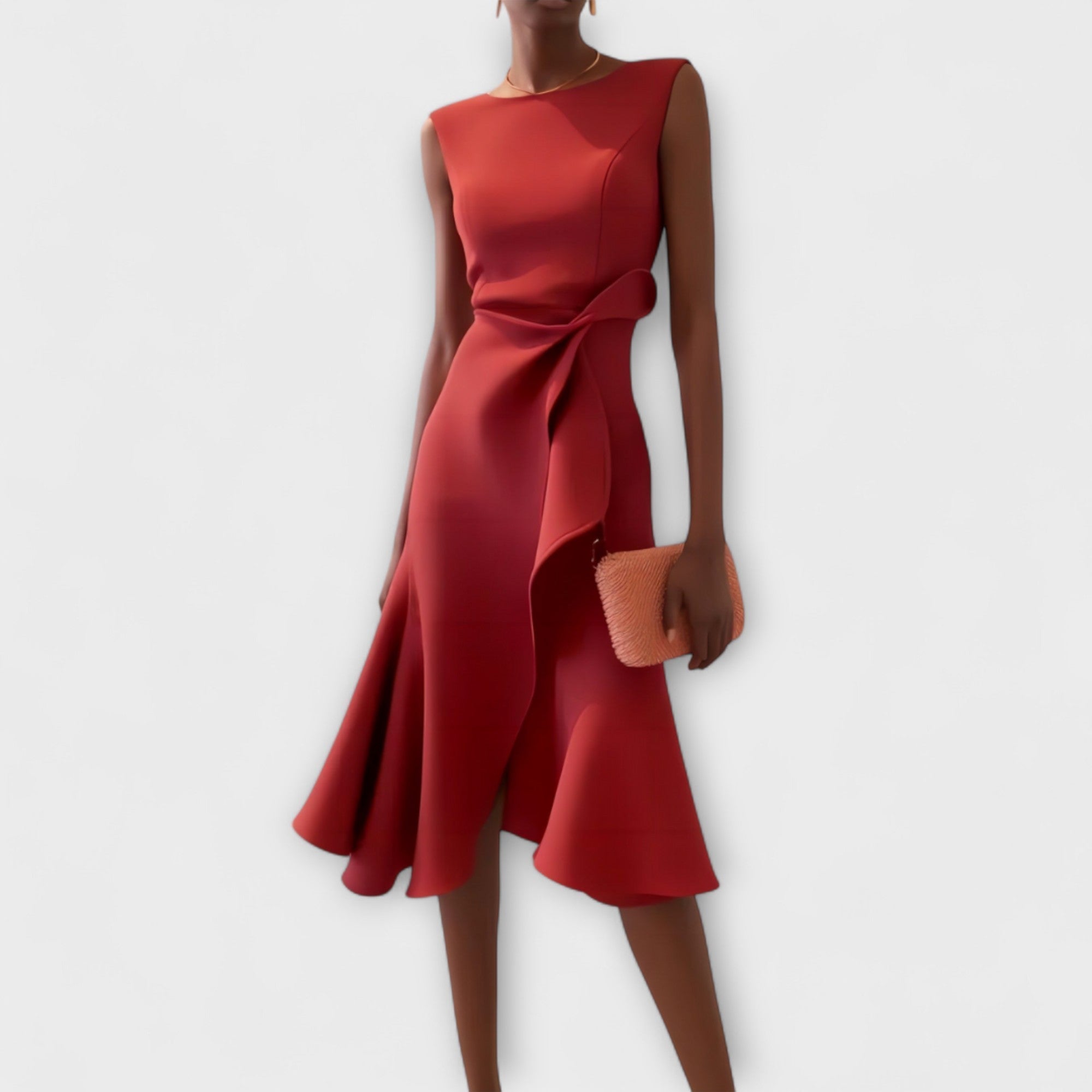 Rosalind | Draped Asymmetric Midi Dress