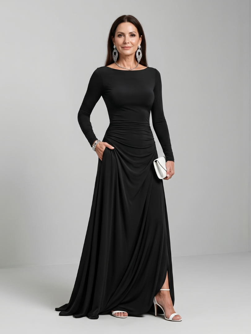 Celestine | Boat Neck Flowing Maxi Dress