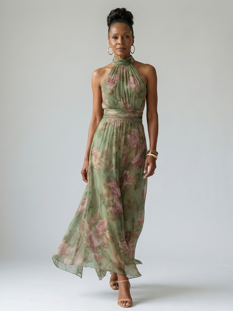 Mirabel | Gathered Halter Midi Dress