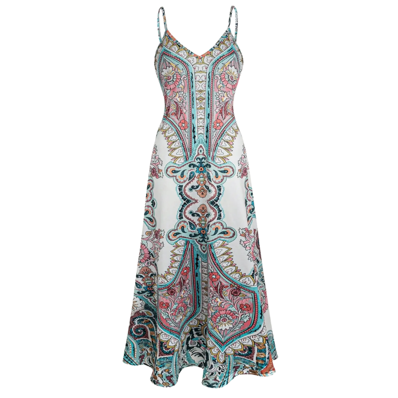 TRISH™ – Elegant Floral Print Sleeveless Dress