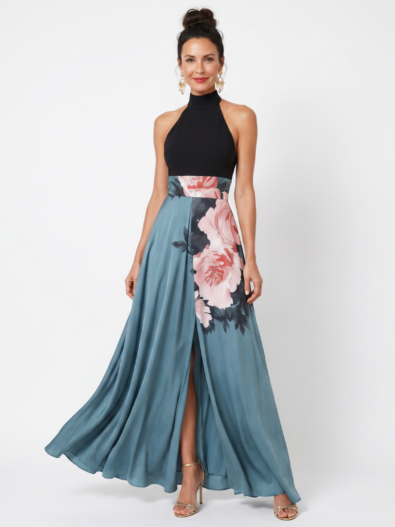 Seraphie | Halter Floral Maxi Dress