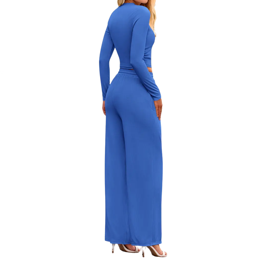REMI™ – Ribbed Knit Crop & Wide Leg Lounge Set