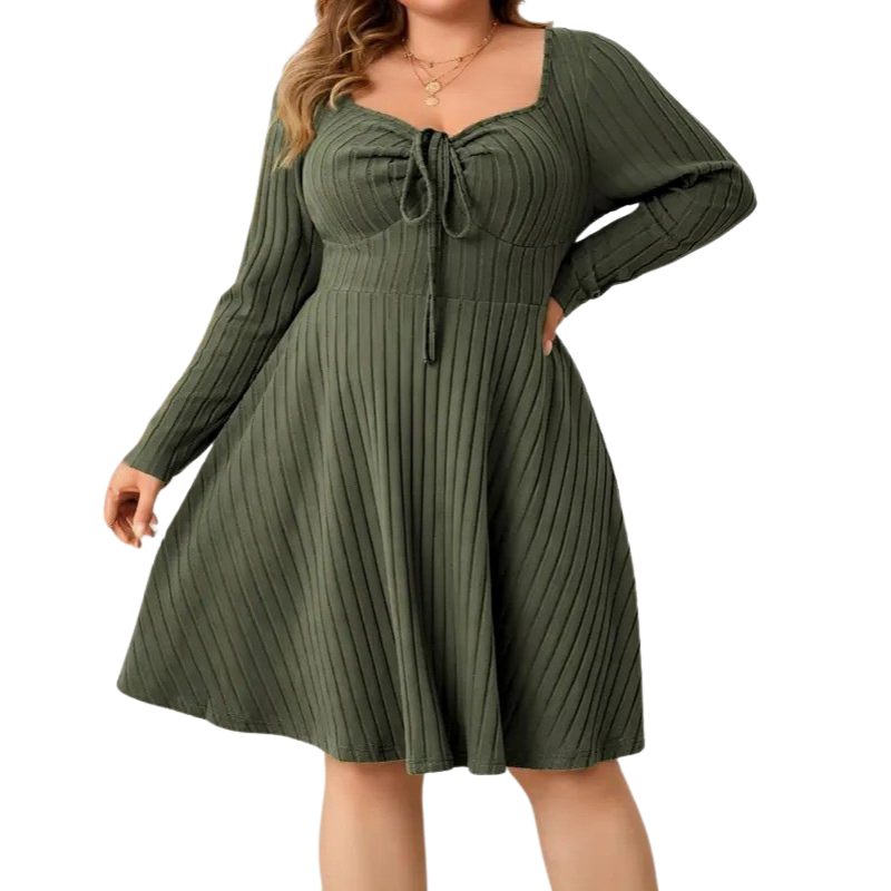 VICTORIA™ – Cozy A-Line Ribbed Dress