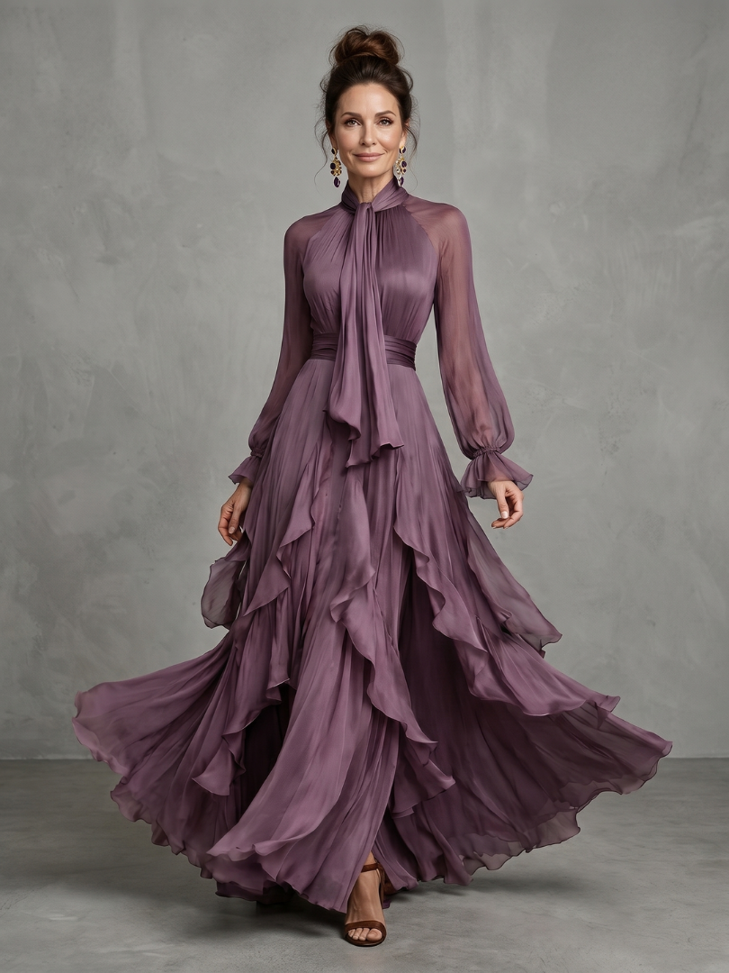 Gloria | Tie-Neck Tiered Maxi Dress