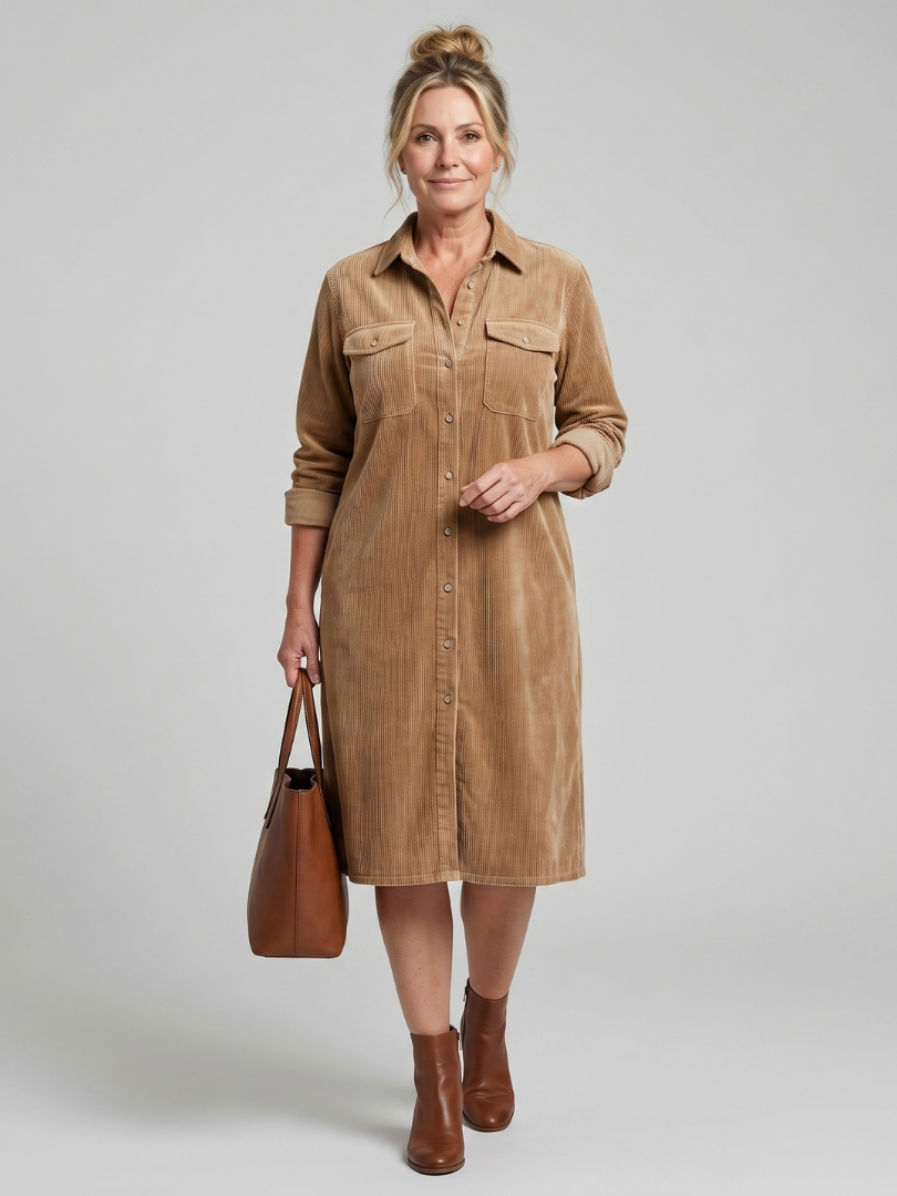Darcy | Button Front Patch Pocket Midi Dress