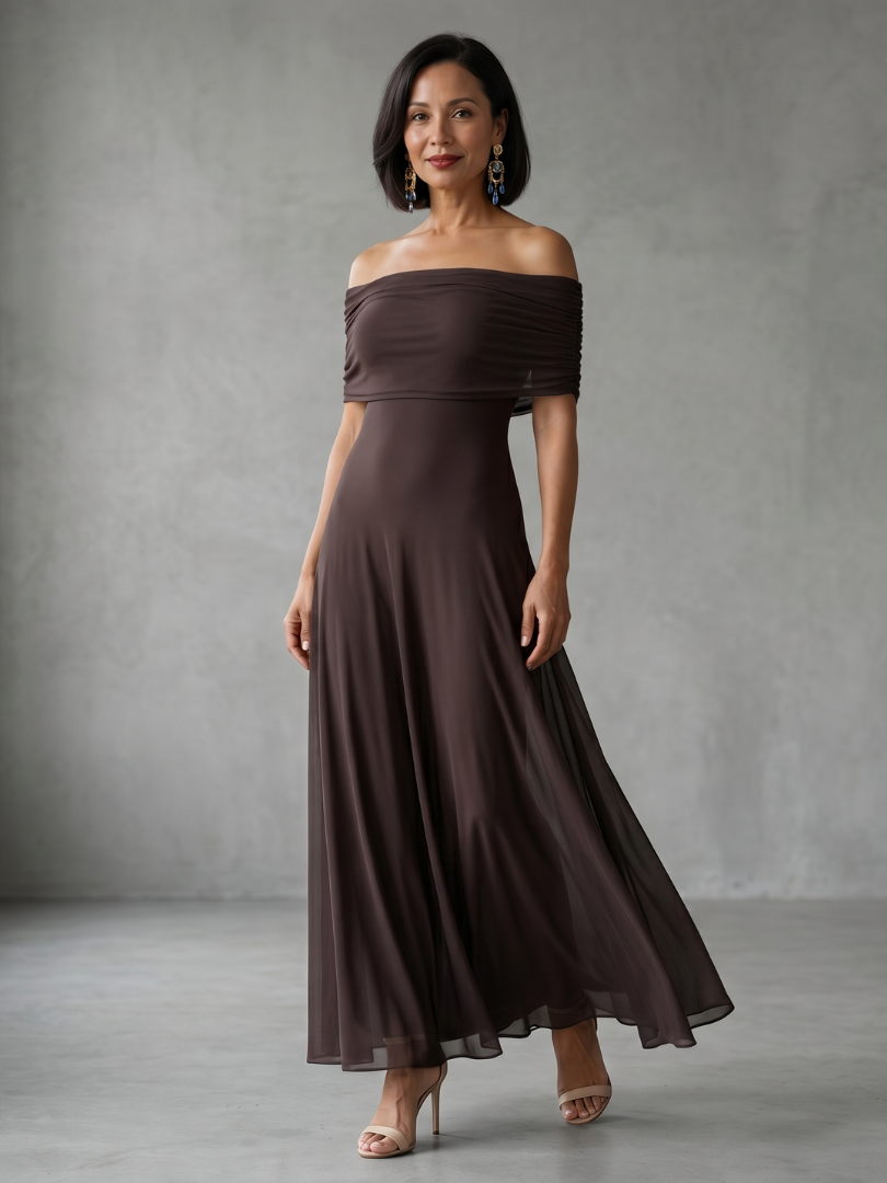 Junia | Off Shoulder Draped Midi Dress