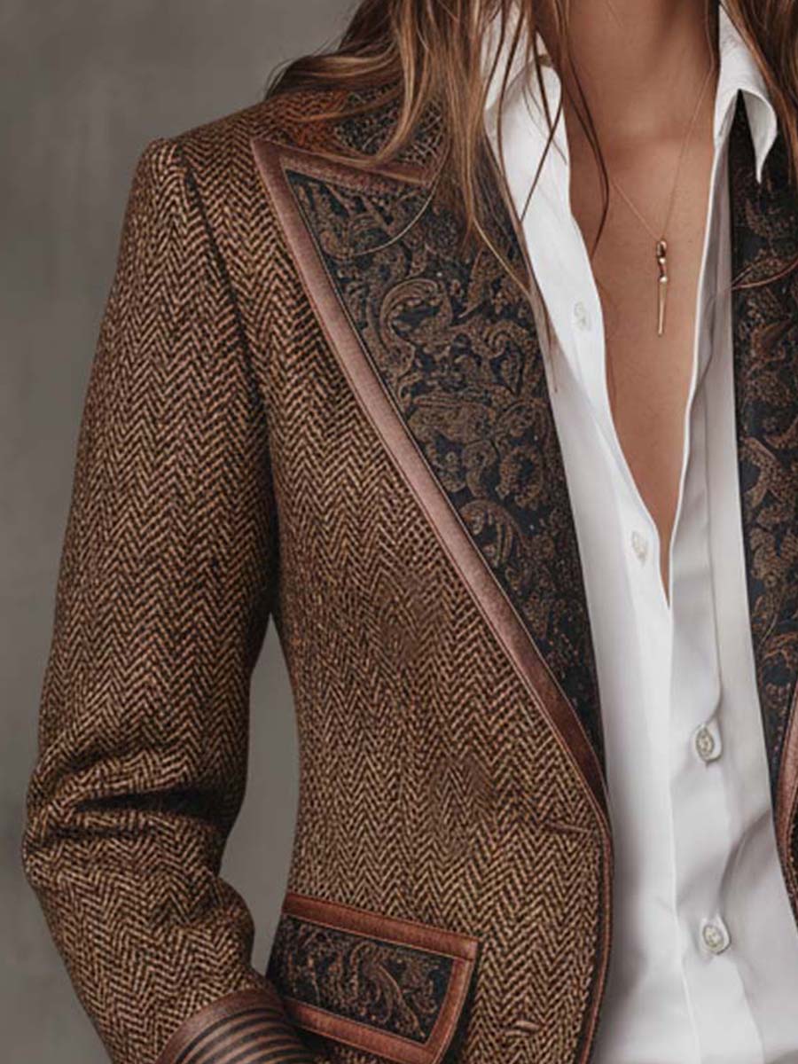 Arabella | Herringbone Panel Blazer