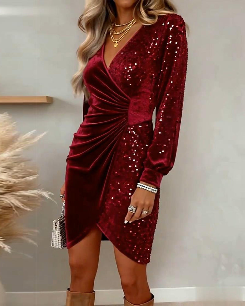 Briar | Shimmering V Neck Midi Dress