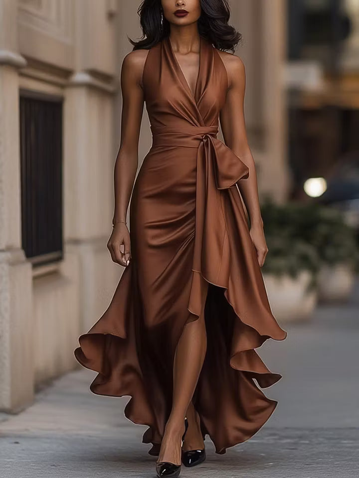 Vanessa | Halter Ruffle Evening Gown