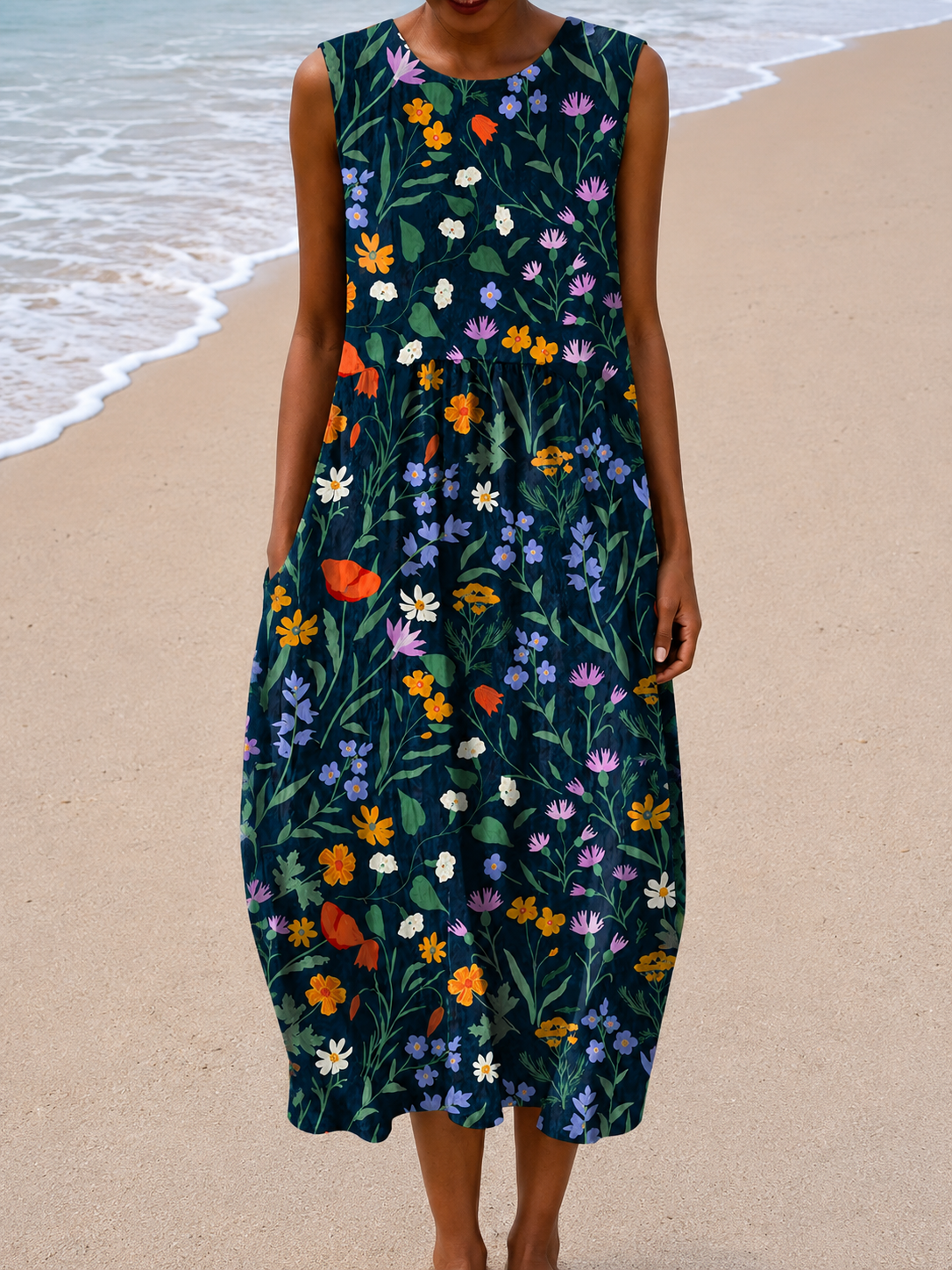 Wren | Sleeveless Relaxed Fit Midi Dress