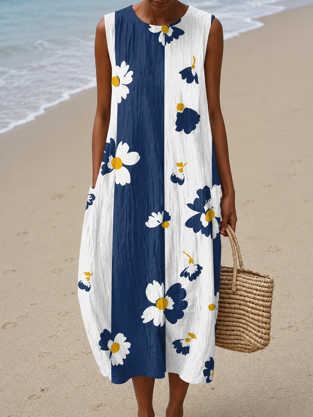 Talia | Sleeveless Floral Midi Dress