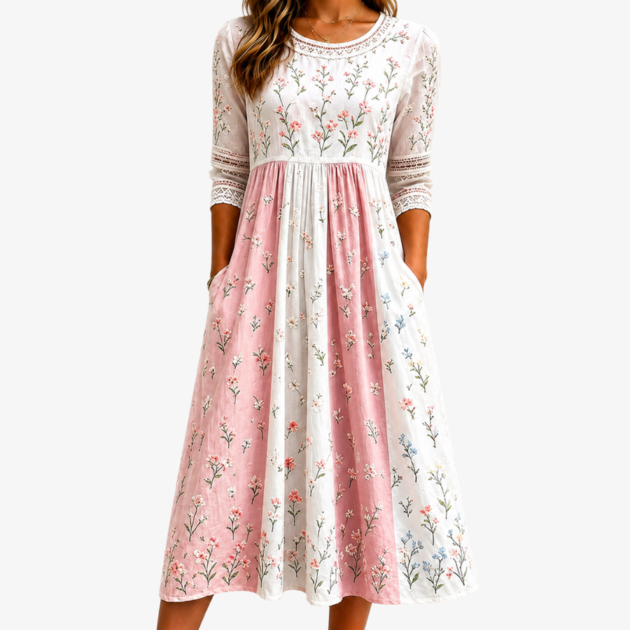 Violet | Floral Pocket Midi Dress