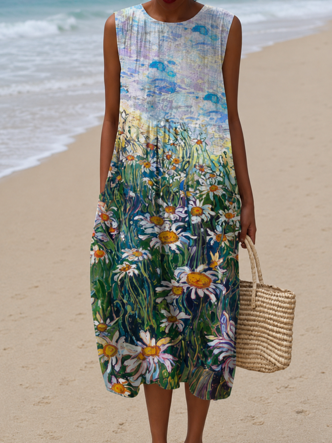 Eudora | Sleeveless Floral Midi Dress