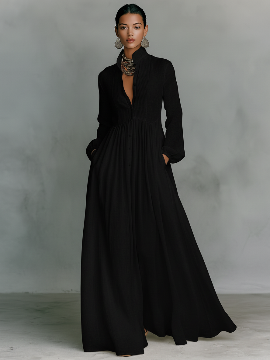 Gloria | Linen Patchwork Maxi Dress
