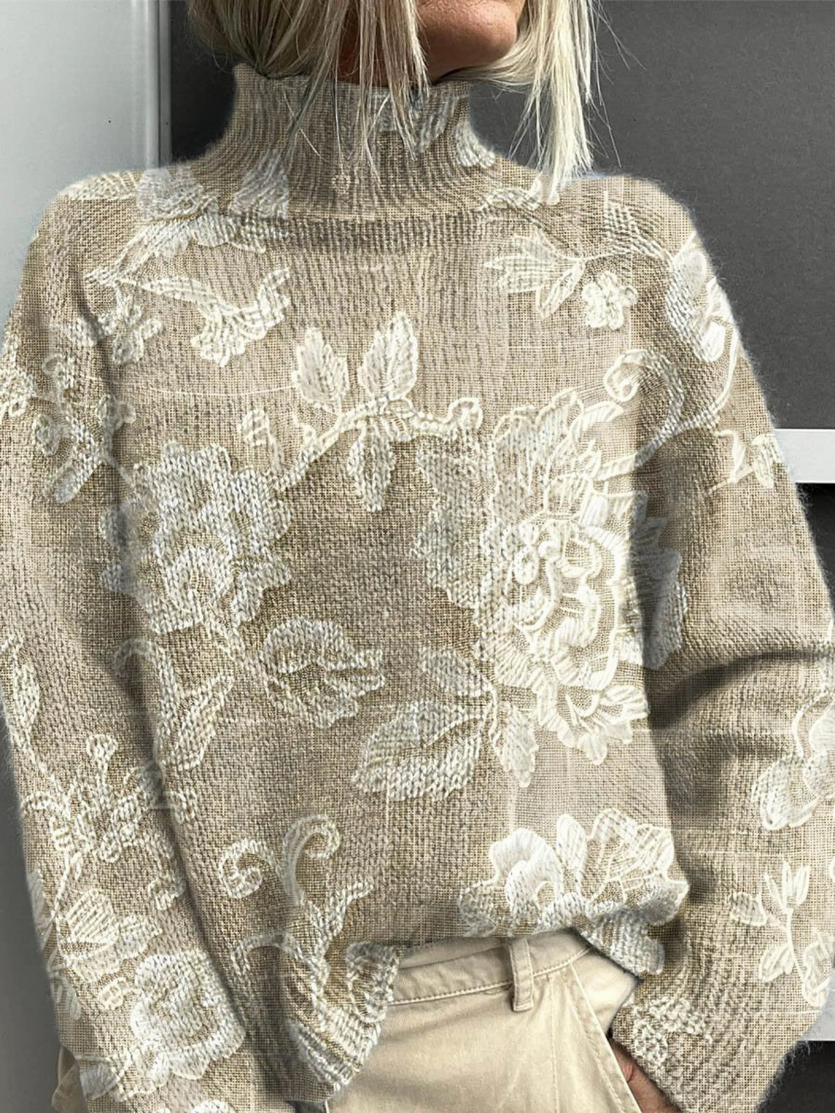 Deborah | Botanical High Neck Jumper