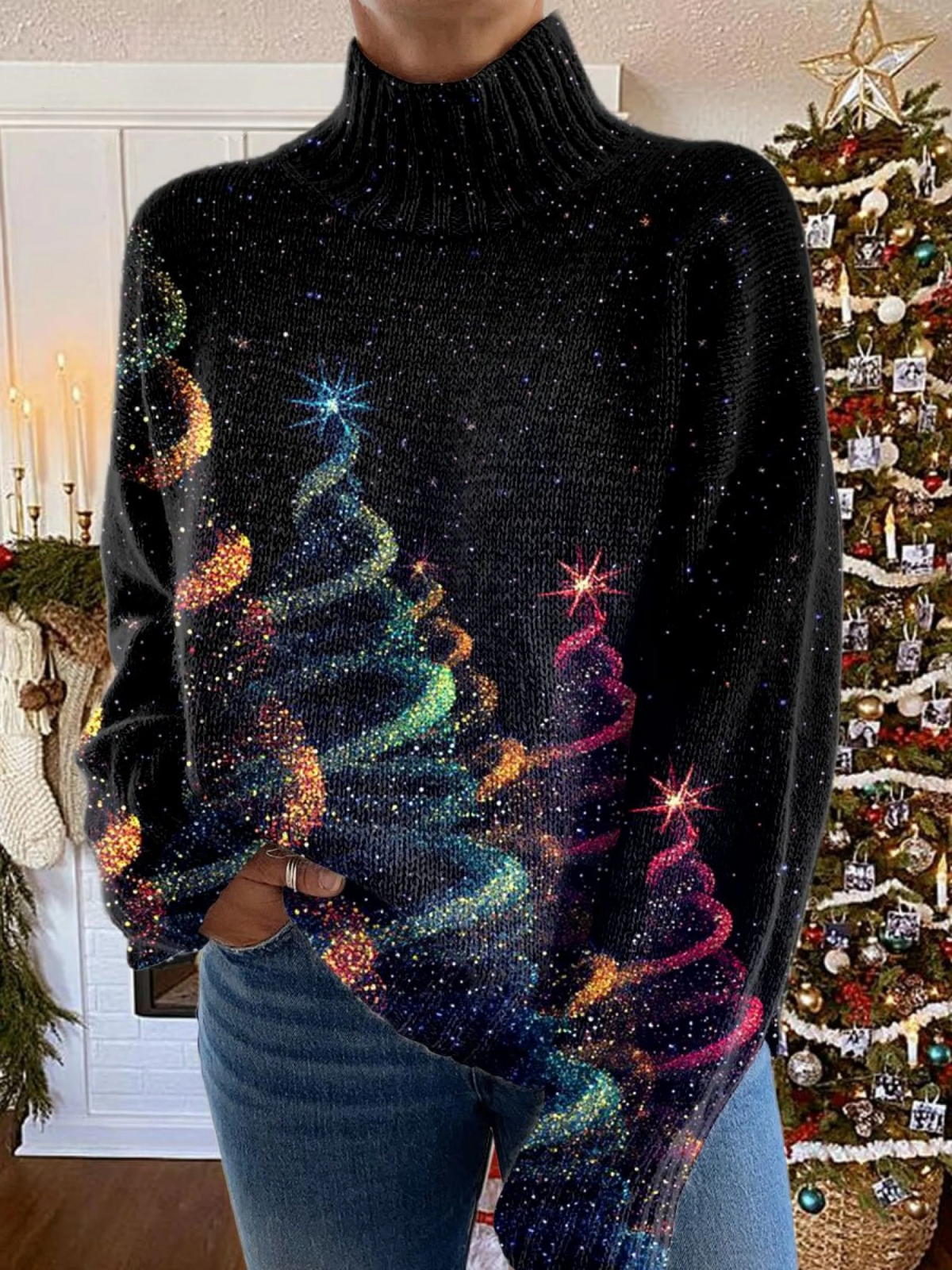 Marguerite | Sparkling Christmas Turtleneck Jumper