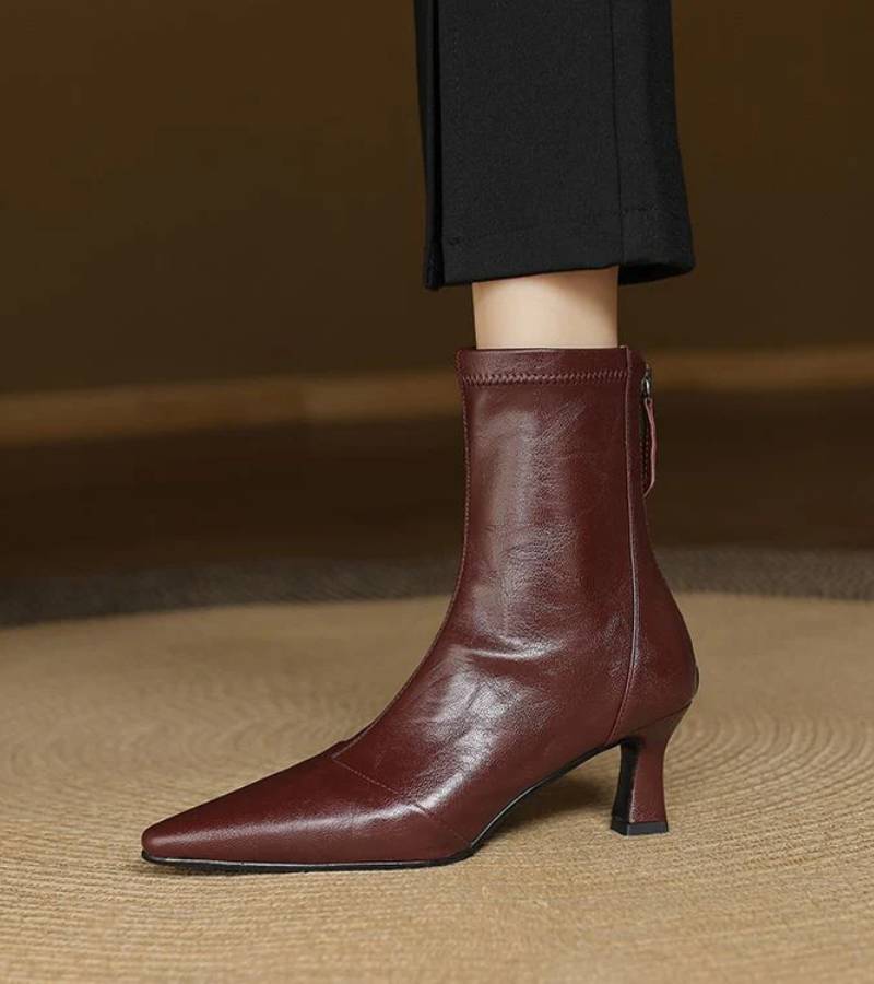 Charlotte-May | Leather Heeled Ankle Boots