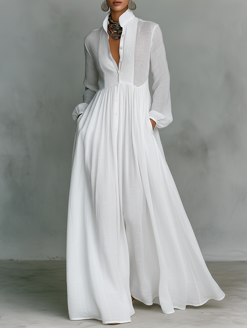 Elisa | Minimalist High Collar Maxi Dress