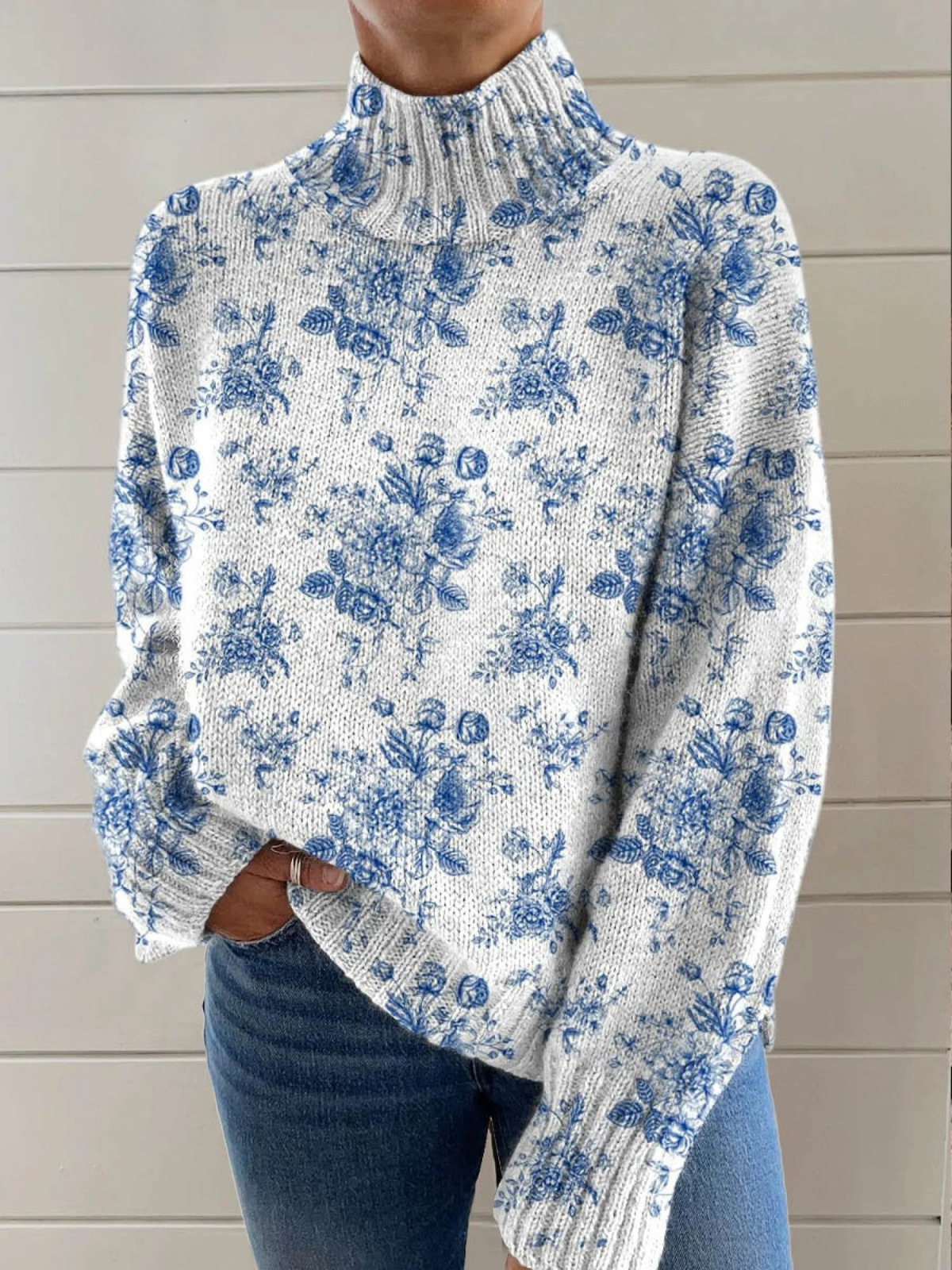 Faith | Floral High Neck Jumper