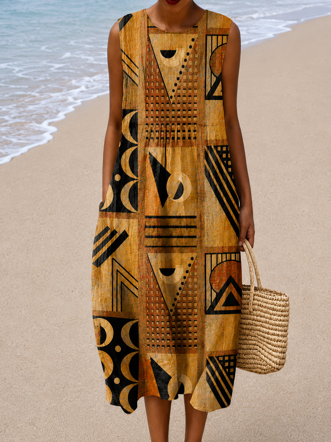 Melinda | Artful Geometric Midi Dress