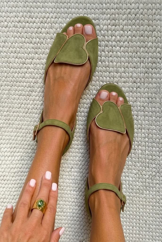 Isabella heart detail ankle-strap sandals by Elaine Hart London