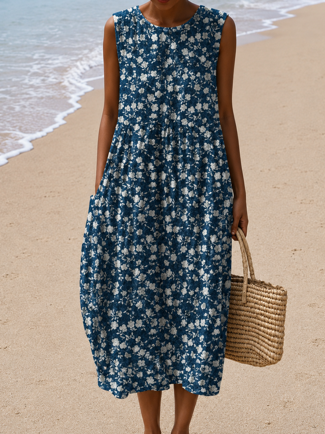Amara | Floral Sleeveless Midi Dress