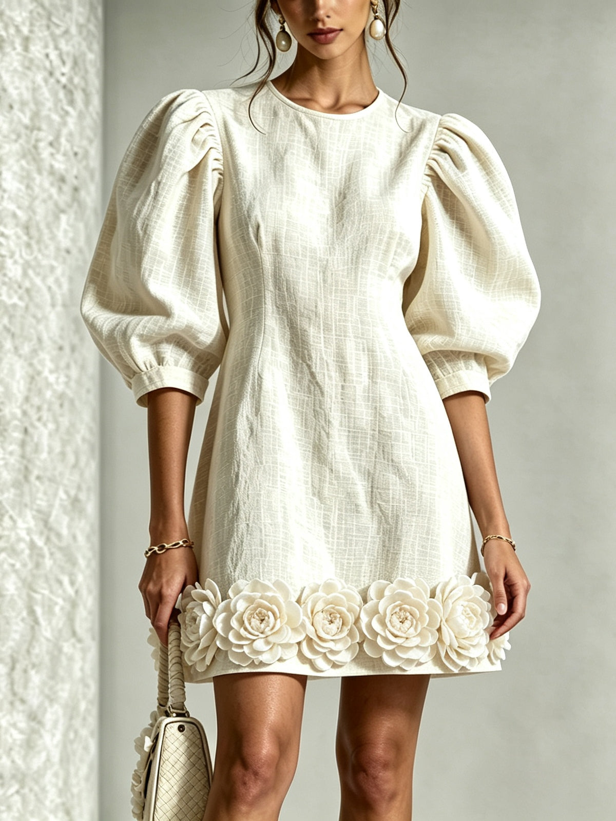 Wren | Blossom Hem Puff Sleeve Mini Dress