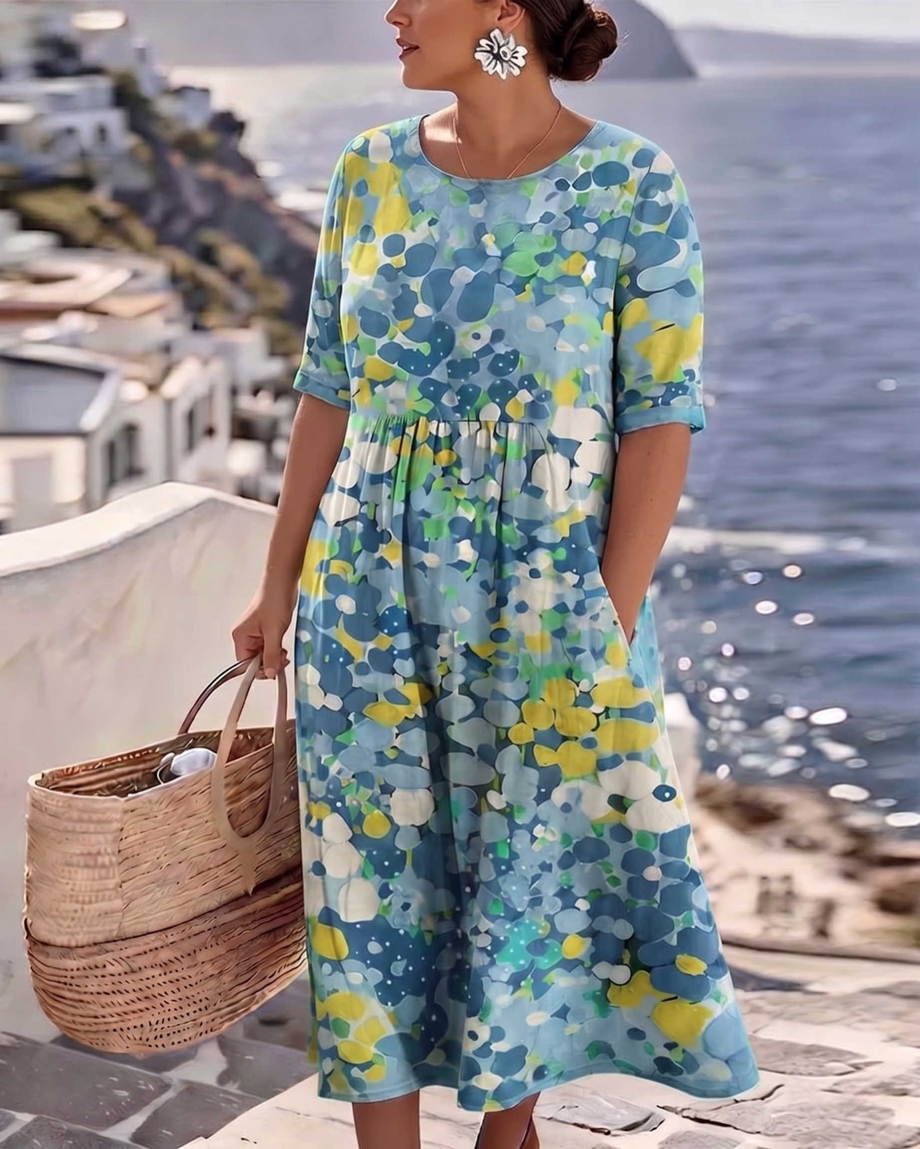 Elena | Elegant Floral Summer Midi Dress
