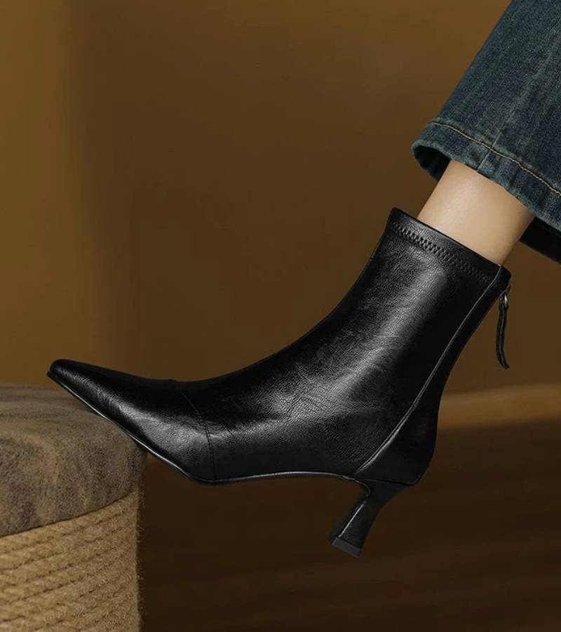 Charlotte-May | Leather Heeled Ankle Boots