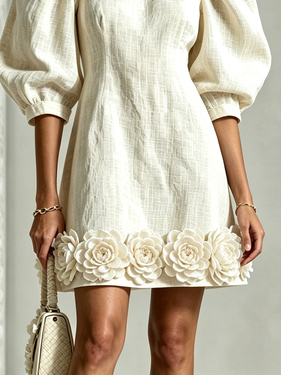 Wren | Blossom Hem Puff Sleeve Mini Dress